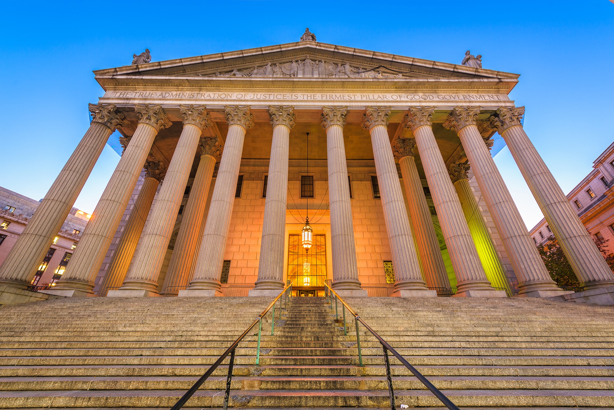 Courthouse building with large columns representing strength and justice